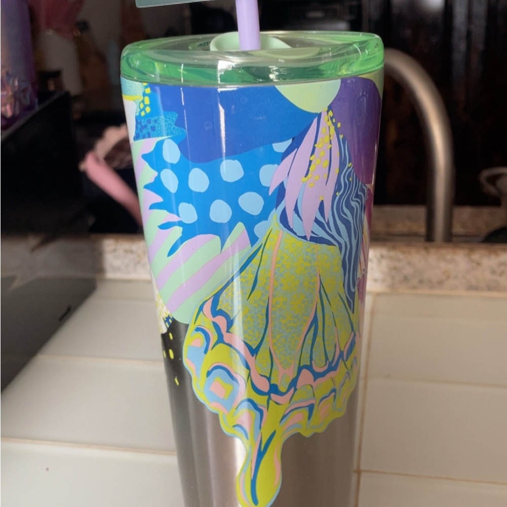 Starbucks Colorful Abstract Tumbler with Straw